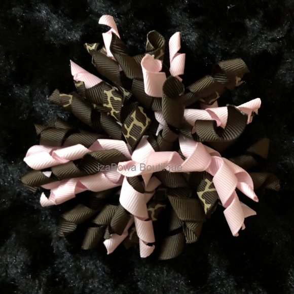 Hand Crafted Other - Pink & Brown Giraffe Korker Bow   HANDCRAFTED  -kids-  (2)